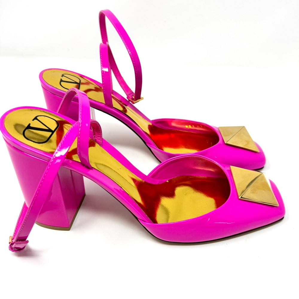 Valentino Garavani One Stud 90 Patent Leather Hot Pink Pumps with Box size 40 - Picture 4 of 15